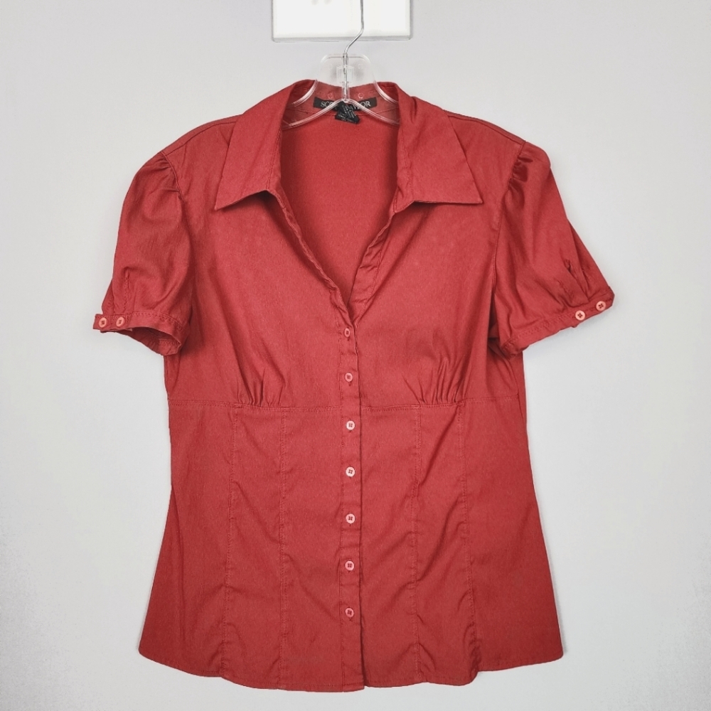 Scott Taylor Red Shirt Button Down Womens Sz M